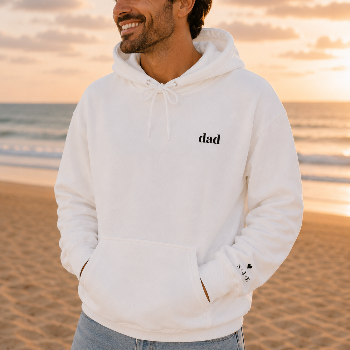 Custom Dad Hoodie | Personalized Embroidered  Chest & Sleeve | Matching Dad Mini Set |  Dad Gift S-3XL