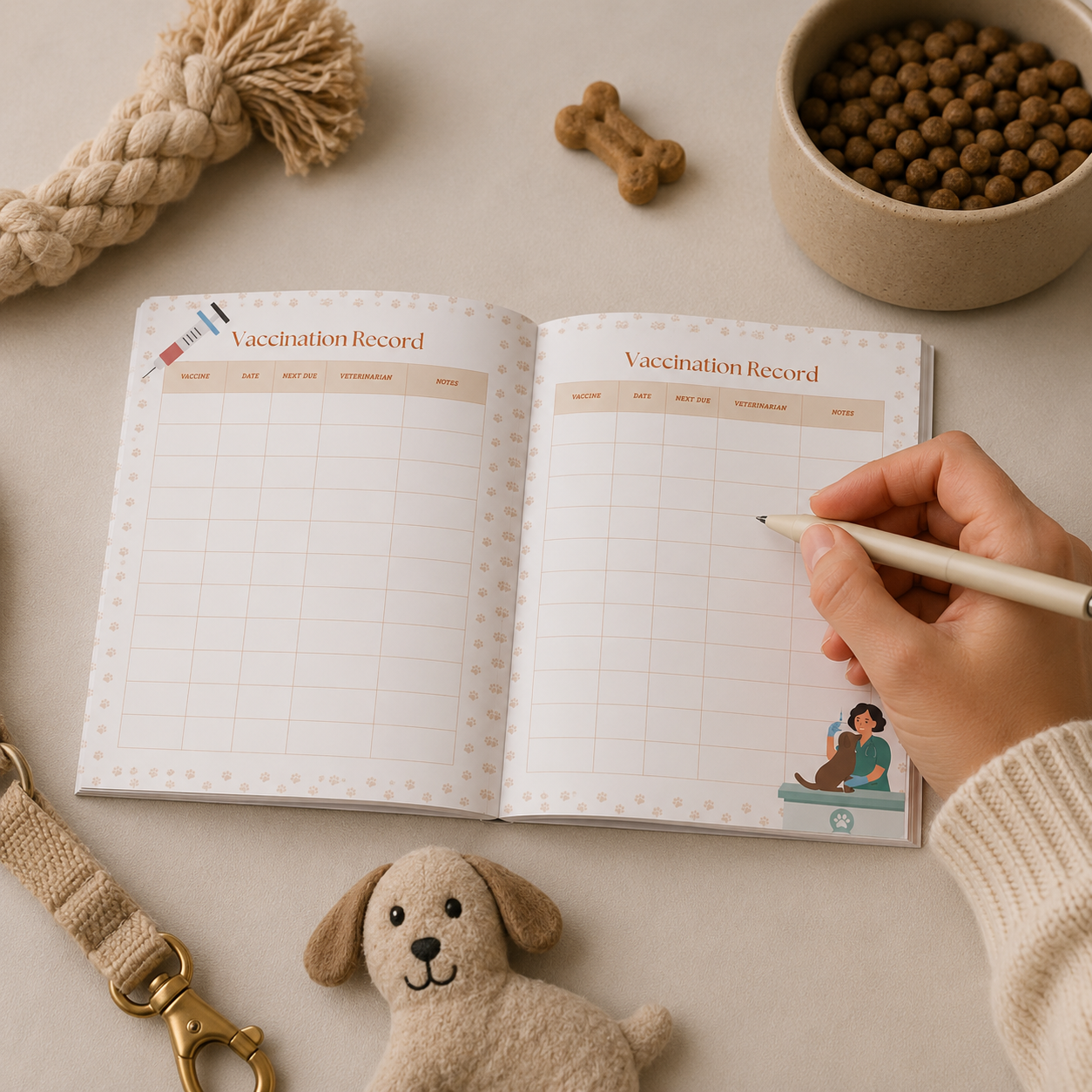 Custom Pet Health & Care Journal | Personalized Cover with Photo & Name, 24-Page Dog Cat Record Book