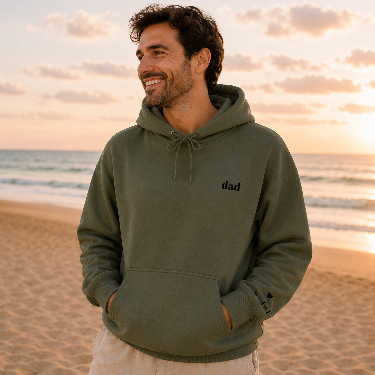 Custom Dad Hoodie | Personalized Embroidered  Chest & Sleeve | Matching Dad Mini Set |  Dad Gift S-3XL