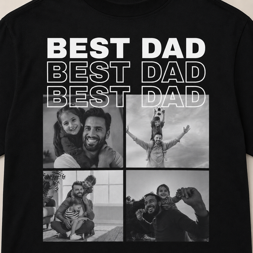 Best Dad Photo Shirt | Personalized Father Back  Print Tee | Dad Gift From Kids |  Custom Photo Dad S-3XL