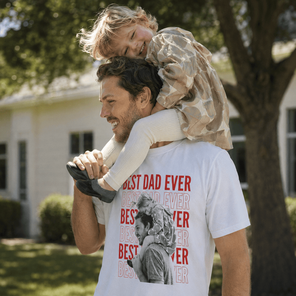 Best Dad Ever T-Shirt — Father & Child Photo Tee (Father's Day Gift) custom personalized gift - AURIA CUSTOM PRINTS