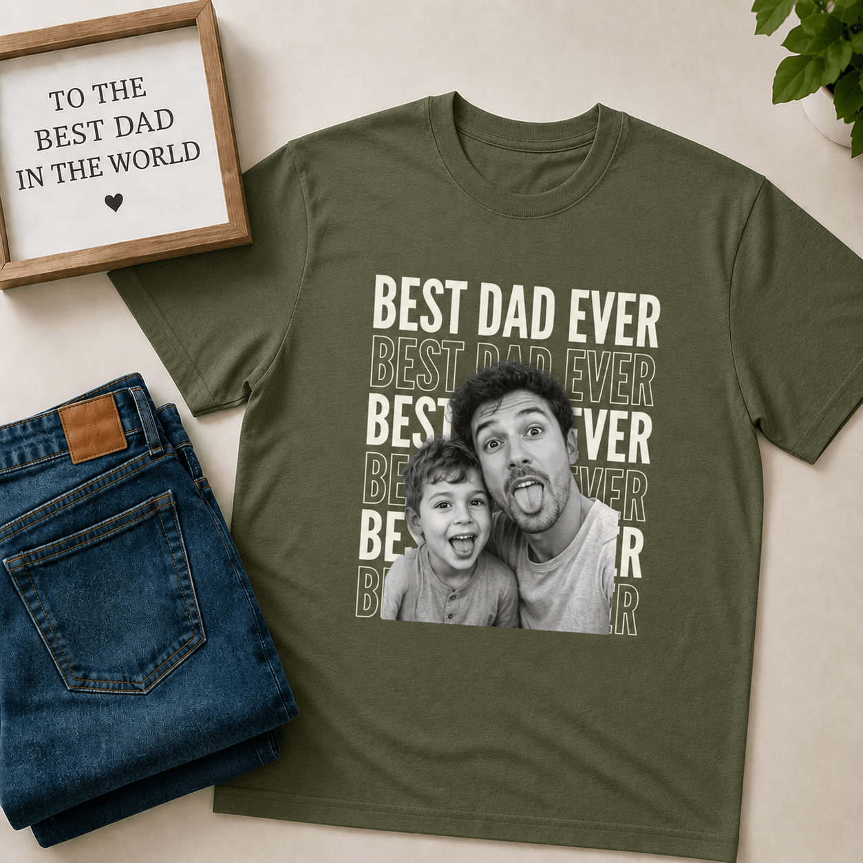 Best Dad Ever T-Shirt — Father & Child Photo Tee (Father's Day Gift) custom personalized gift - AURIA CUSTOM PRINTS