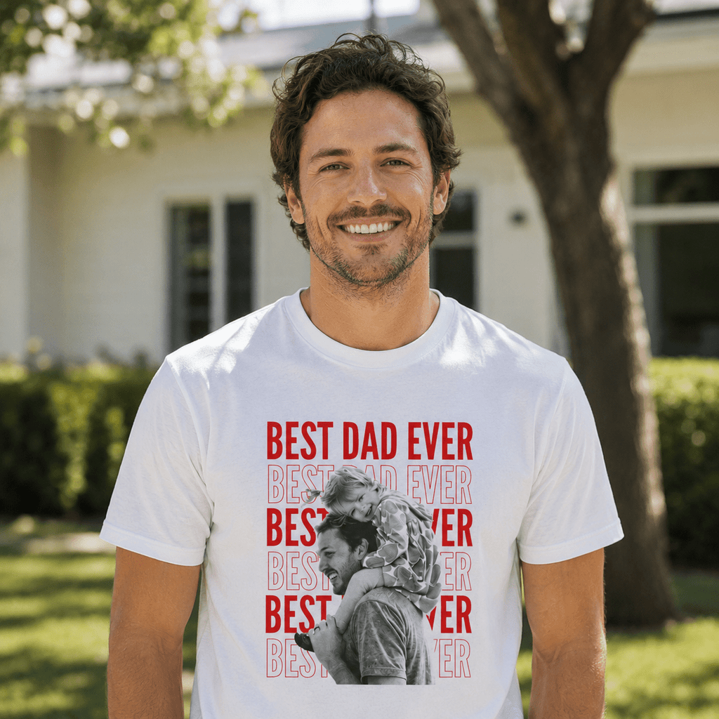 Best Dad Ever T-Shirt — Father & Child Photo Tee (Father's Day Gift) custom personalized gift - AURIA CUSTOM PRINTS
