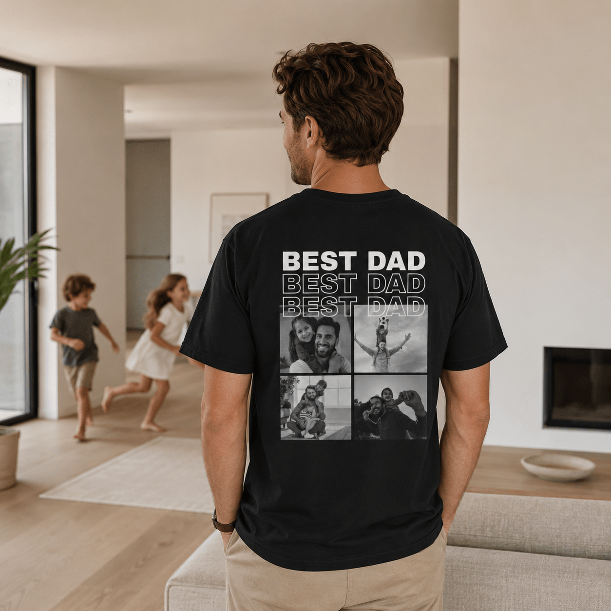 Best Dad Photo Shirt | Personalized Father Back Print Tee | Dad Gift From Kids | Custom Photo Dad S-3XL custom personalized gift - AURIA CUSTOM PRINTS