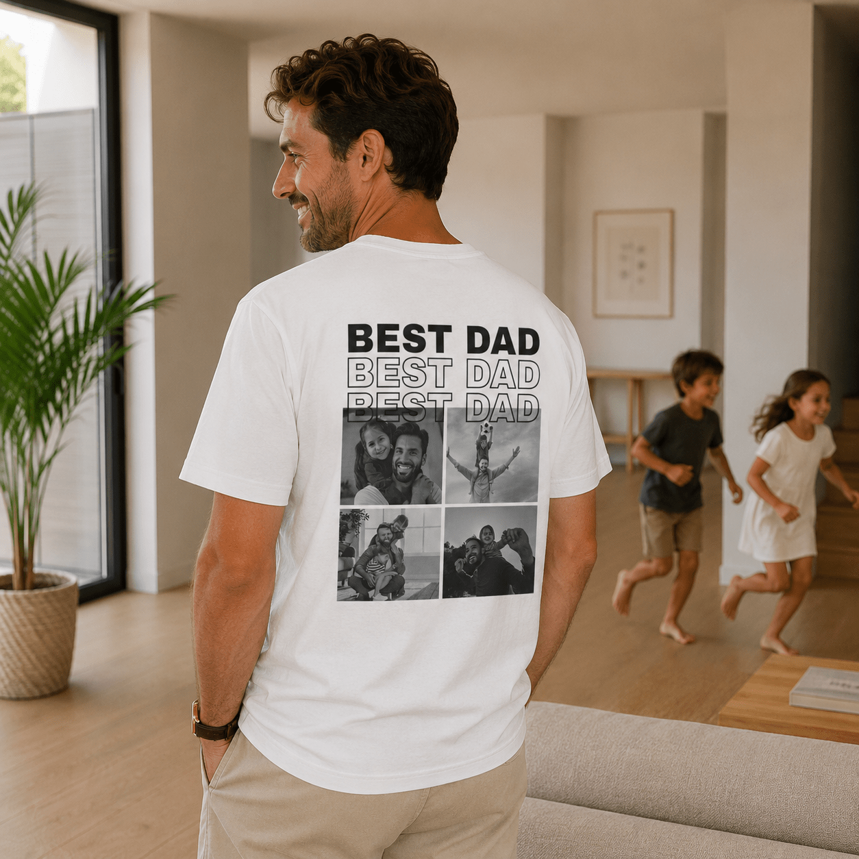 Best Dad Photo Shirt | Personalized Father Back Print Tee | Dad Gift From Kids | Custom Photo Dad S-3XL custom personalized gift - AURIA CUSTOM PRINTS