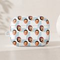 Product with a checkered pattern featuring multiple images of children's faces on a light background