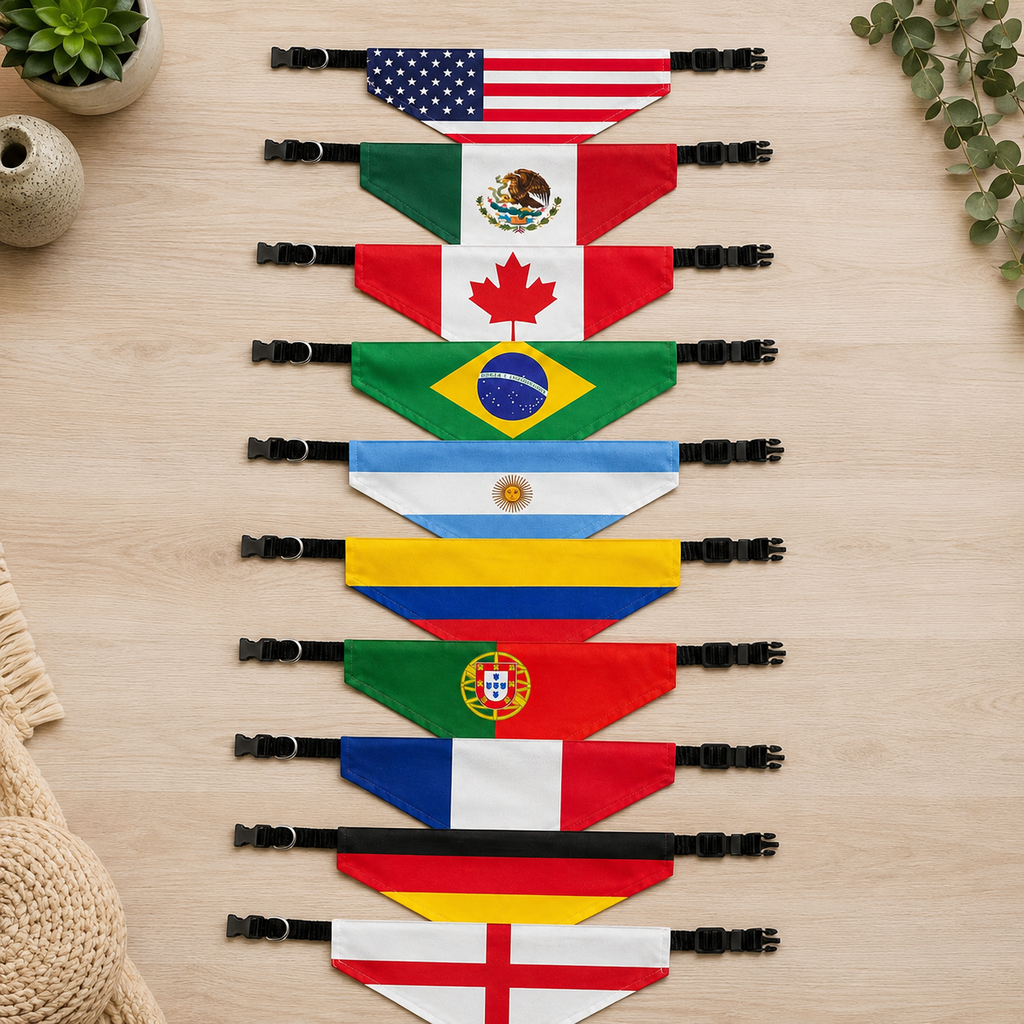Customizable World Cup 2026 Dog Bandana | Soccer Pet Flag Accessory