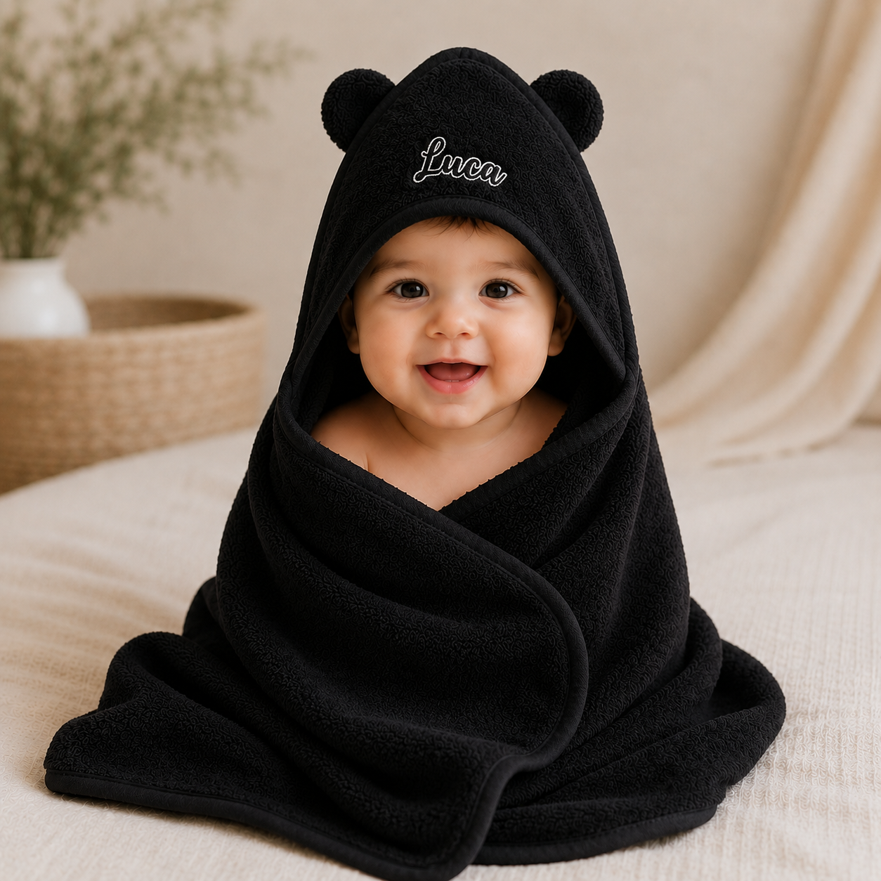 Custom Baby Hooded Towel | Personalized  Embroidered Name Kids Bath Towel | Baby Shower  Gift | Bear Ears Towel