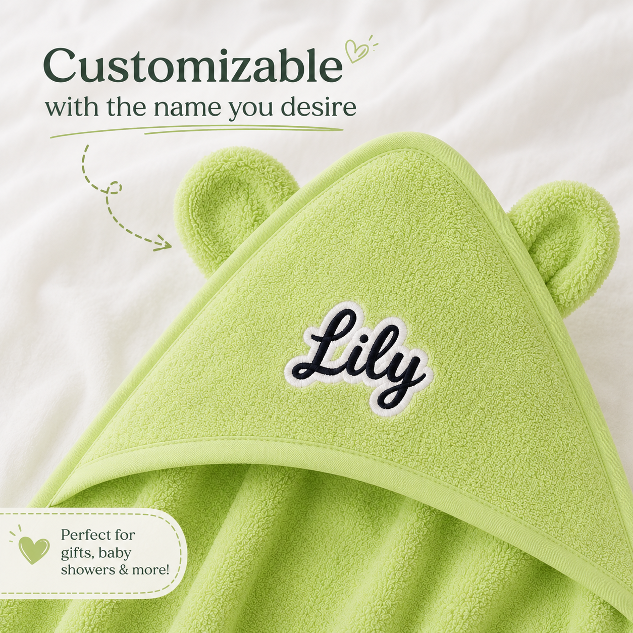 Custom Baby Hooded Towel | Personalized  Embroidered Name Kids Bath Towel | Baby Shower  Gift | Bear Ears Towel
