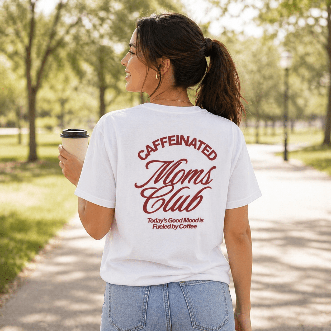 Caffeinated Moms Club T-Shirt | Personalized Mom Year Tee, Coffee Lover Mom Shirt custom personalized gift - AURIA CUSTOM PRINTS