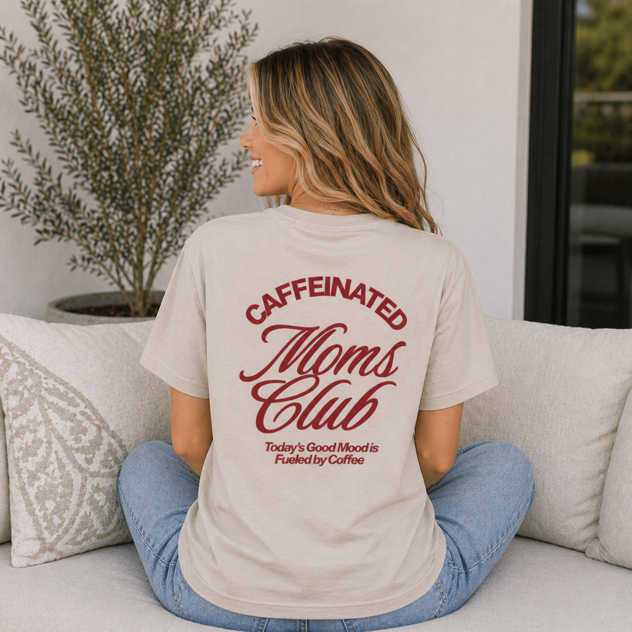 Caffeinated Moms Club T-Shirt | Personalized Mom Year Tee, Coffee Lover Mom Shirt custom personalized gift - AURIA CUSTOM PRINTS