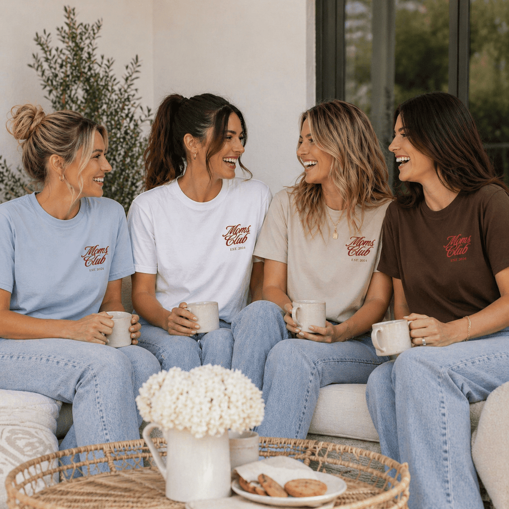 Caffeinated Moms Club T-Shirt | Personalized Mom Year Tee, Coffee Lover Mom Shirt custom personalized gift - AURIA CUSTOM PRINTS