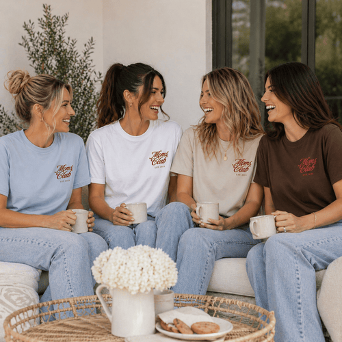 Caffeinated Moms Club T-Shirt | Personalized Mom Year Tee, Coffee Lover Mom Shirt custom personalized gift - AURIA CUSTOM PRINTS