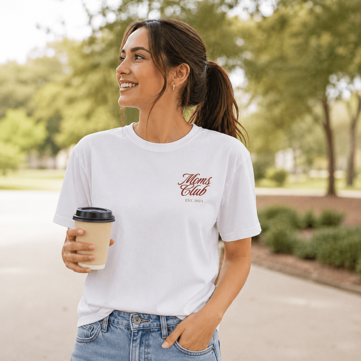 Caffeinated Moms Club T-Shirt | Personalized Mom Year Tee, Coffee Lover Mom Shirt custom personalized gift - AURIA CUSTOM PRINTS