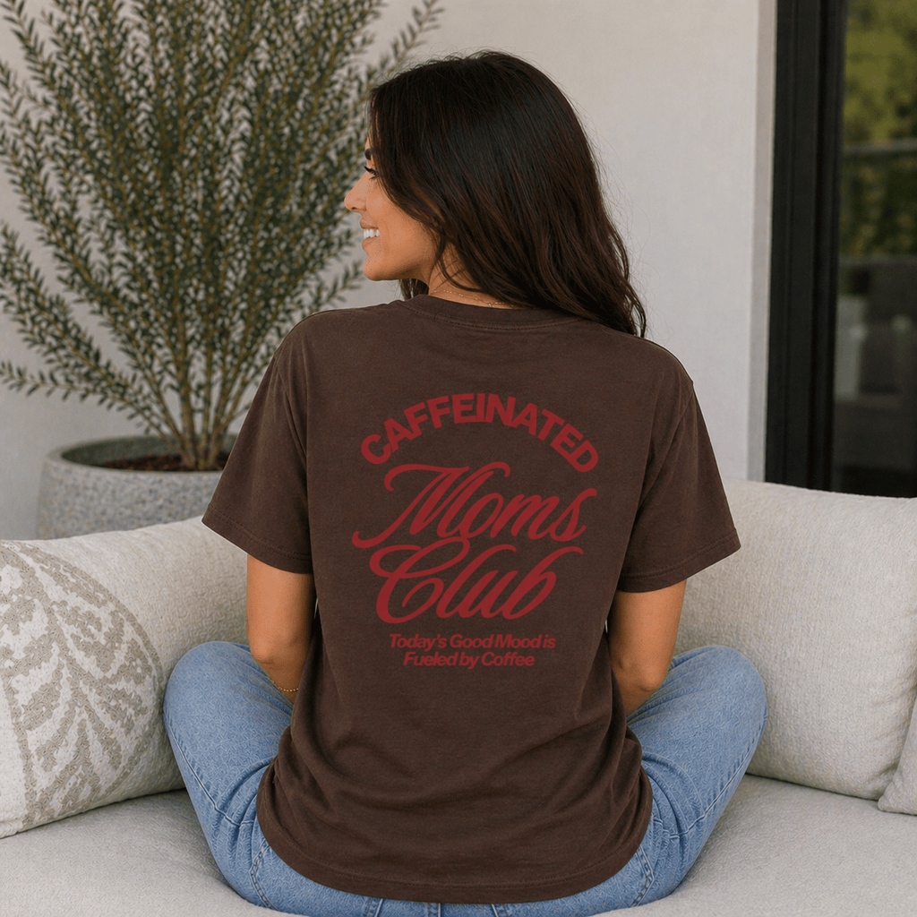 Caffeinated Moms Club T-Shirt | Personalized Mom Year Tee, Coffee Lover Mom Shirt custom personalized gift - AURIA CUSTOM PRINTS