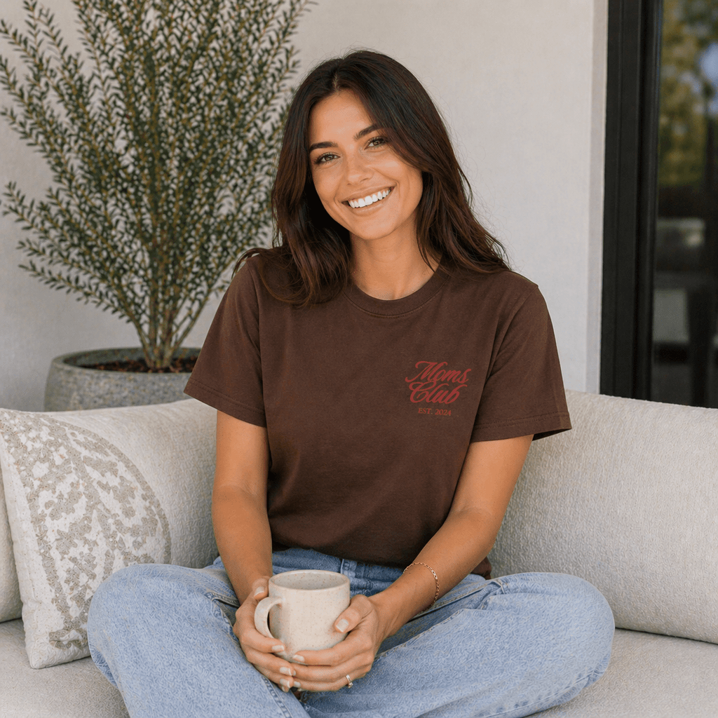 Caffeinated Moms Club T-Shirt | Personalized Mom Year Tee, Coffee Lover Mom Shirt custom personalized gift - AURIA CUSTOM PRINTS