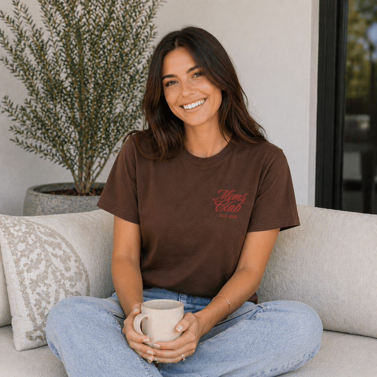 Caffeinated Moms Club T-Shirt | Personalized Mom Year Tee, Coffee Lover Mom Shirt custom personalized gift - AURIA CUSTOM PRINTS