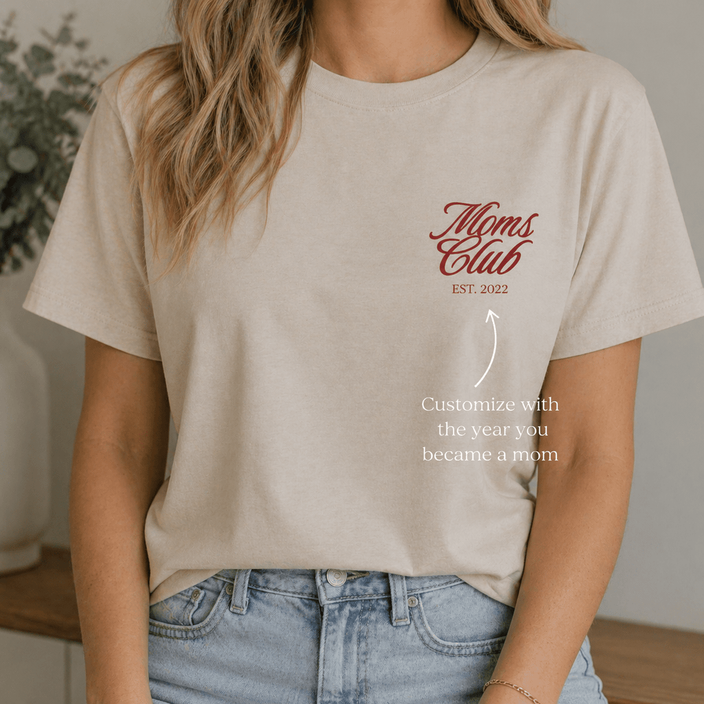 Caffeinated Moms Club T-Shirt | Personalized Mom Year Tee, Coffee Lover Mom Shirt custom personalized gift - AURIA CUSTOM PRINTS