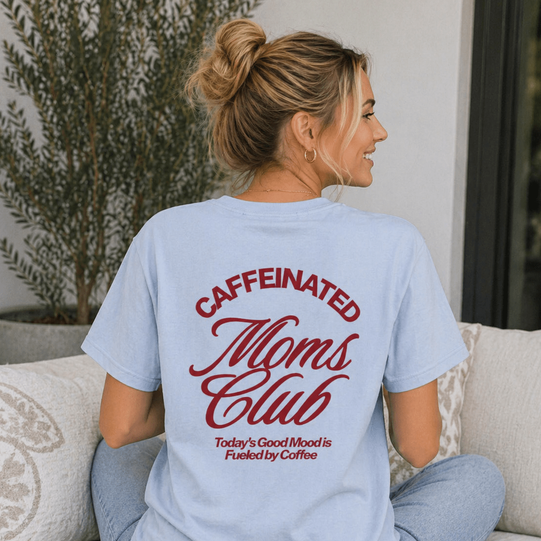 Caffeinated Moms Club T-Shirt | Personalized Mom Year Tee, Coffee Lover Mom Shirt custom personalized gift - AURIA CUSTOM PRINTS
