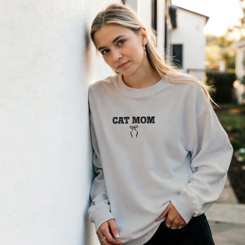 Personalized Cat Mom Sweatshirt with Pet Name