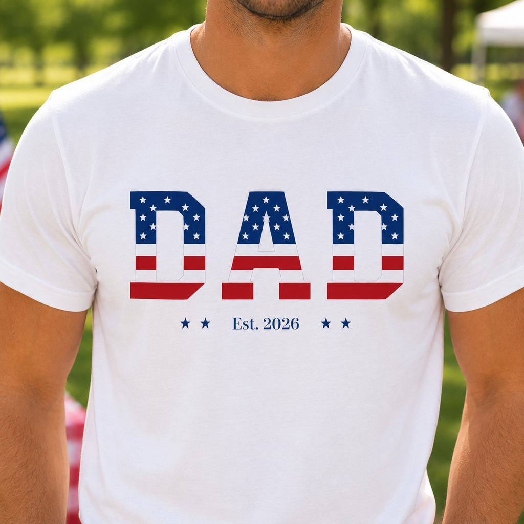 Custom Dad 4th of July Shirt | Personalized Est Year Tee | Patriotic Dad Gift | Americana Dad  Shirt S-2XL
