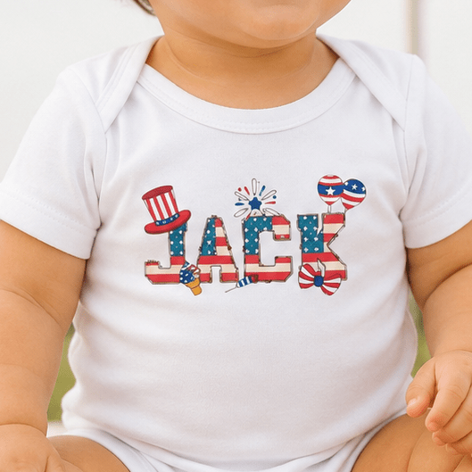 Custom 4th of July Baby Bodysuit | Personalized Name Baby Onesie | Patriotic Infant Outfit | USA Baby Gift 0-24M custom personalized gift - AURIA CUSTOM PRINTS