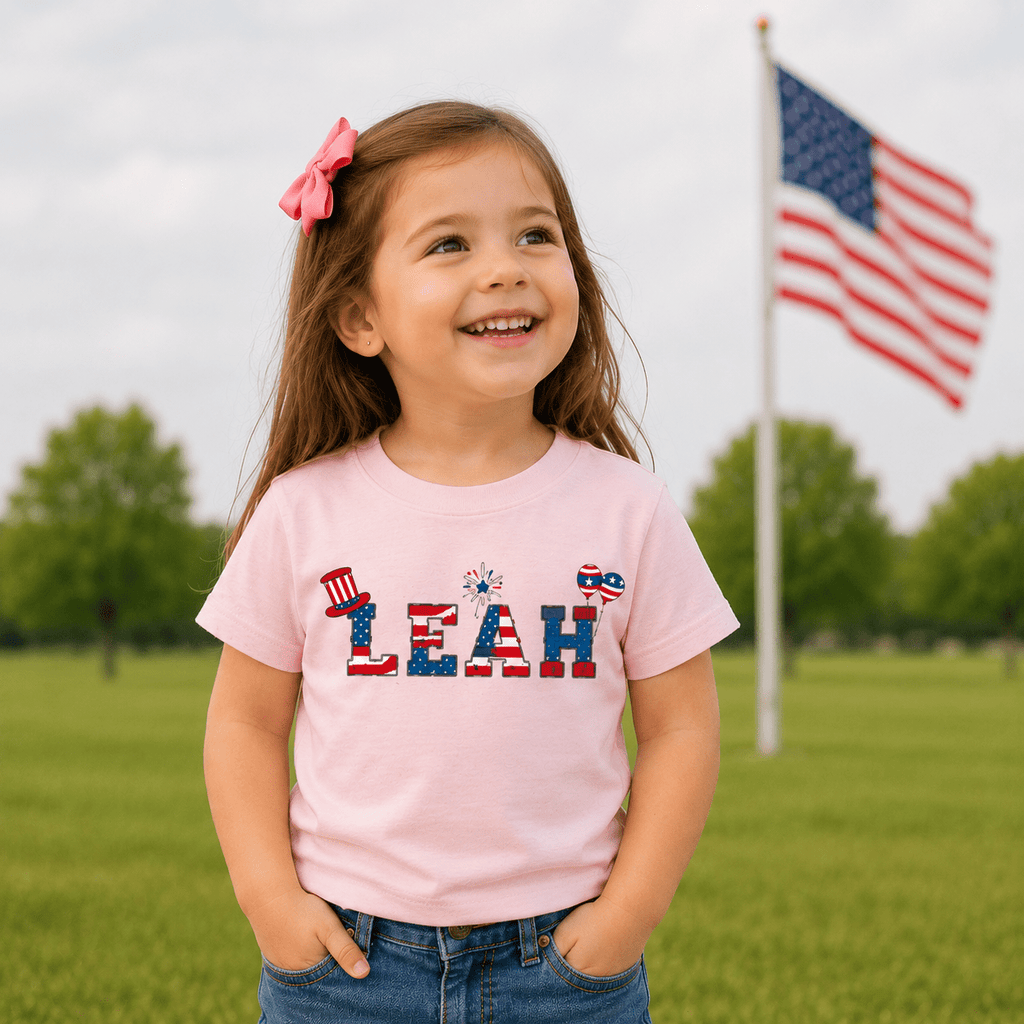 Custom 4th of July Toddler Shirt | Personalized Name Kids Tee | Patriotic USA Toddler Gift | AURIA CUSTOM PRINTS custom personalized gift - AURIA CUSTOM PRINTS