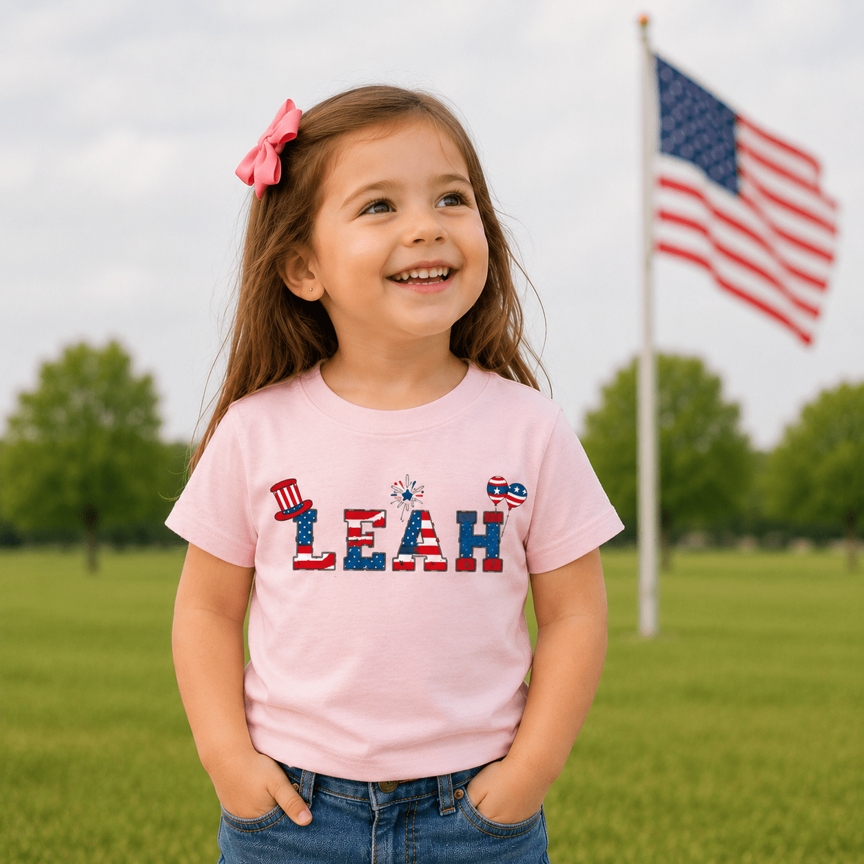 Custom 4th of July Toddler Shirt | Personalized Name Kids Tee | Patriotic USA Toddler Gift | AURIA CUSTOM PRINTS custom personalized gift - AURIA CUSTOM PRINTS