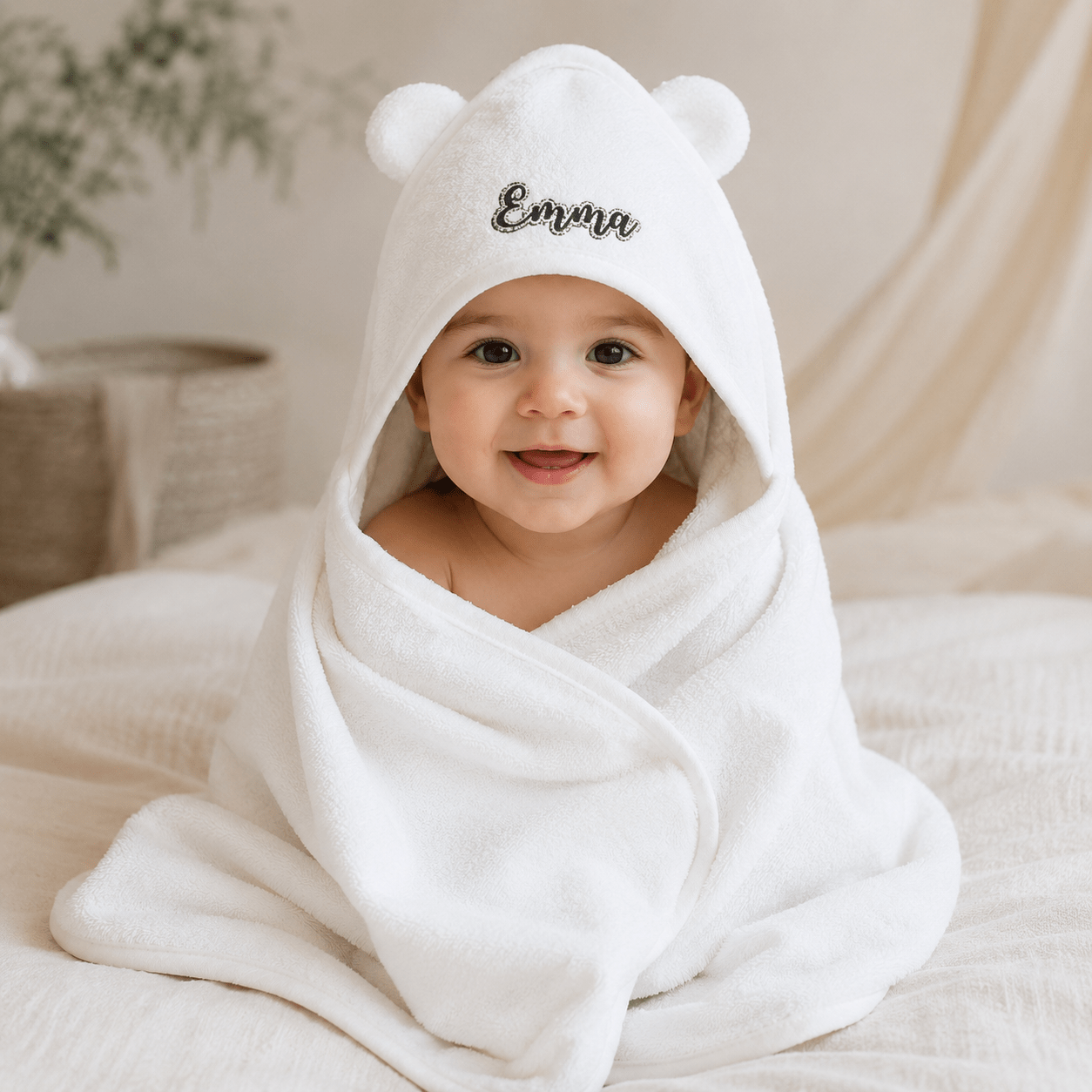 Custom Baby Hooded Towel | Personalized Embroidered Name Kids Bath Towel | Baby Shower Gift | Bear Ears Towel custom personalized gift - AURIA CUSTOM PRINTS