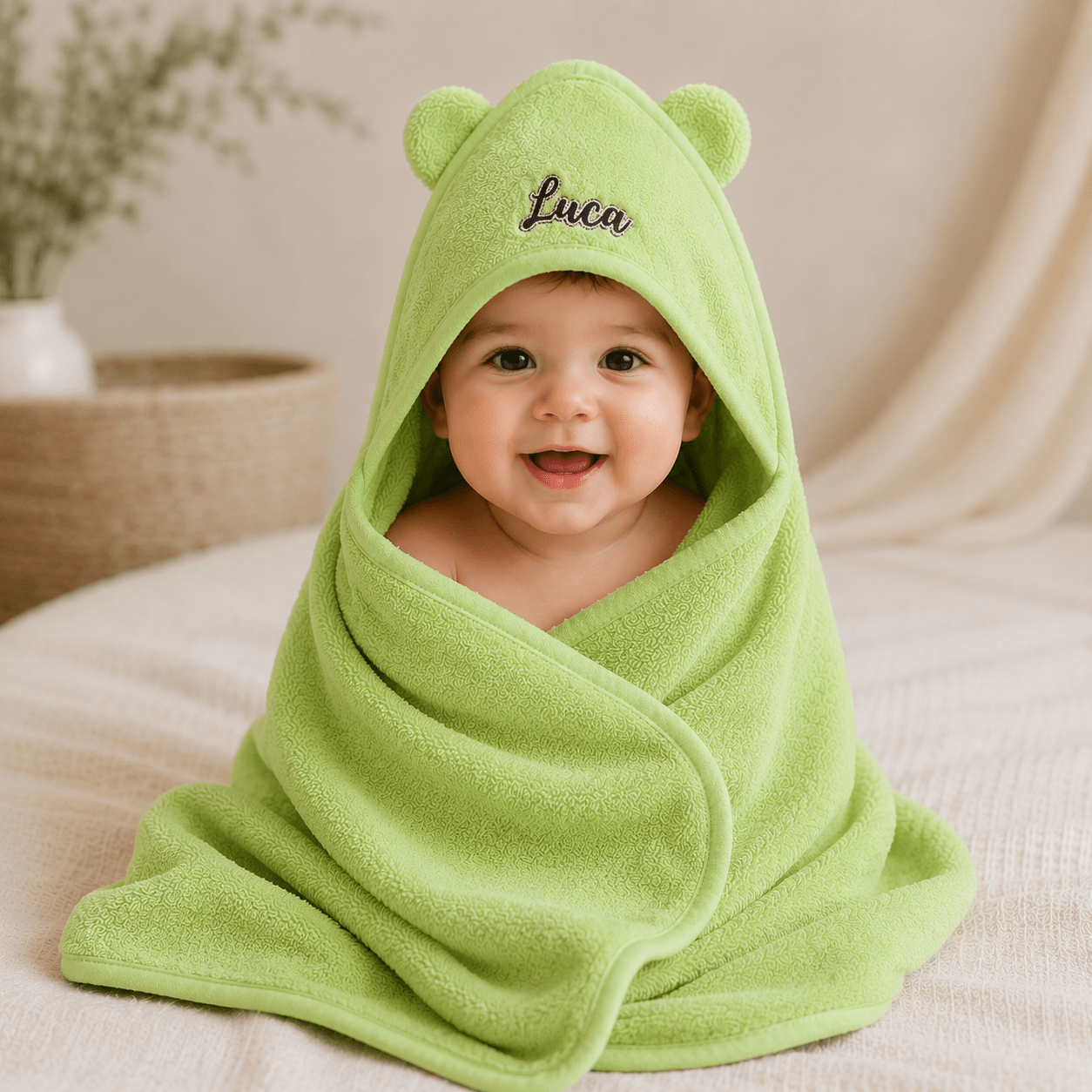 Custom Baby Hooded Towel | Personalized Embroidered Name Kids Bath Towel | Baby Shower Gift | Bear Ears Towel custom personalized gift - AURIA CUSTOM PRINTS