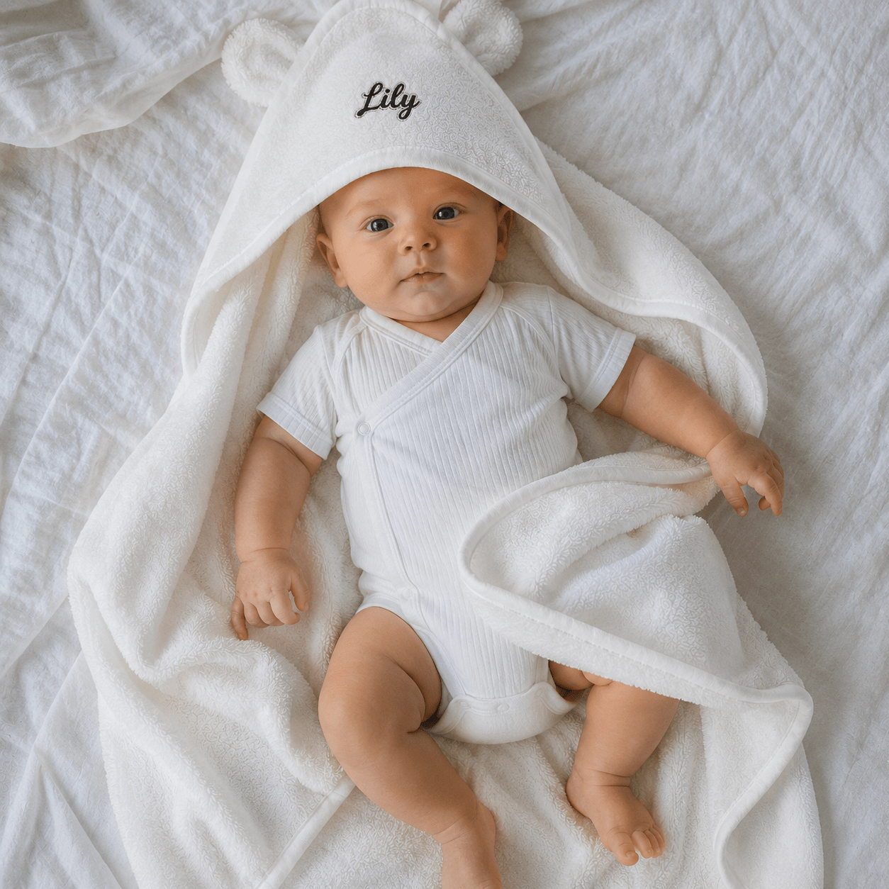 Custom Baby Hooded Towel | Personalized Embroidered Name Kids Bath Towel | Baby Shower Gift | Bear Ears Towel custom personalized gift - AURIA CUSTOM PRINTS