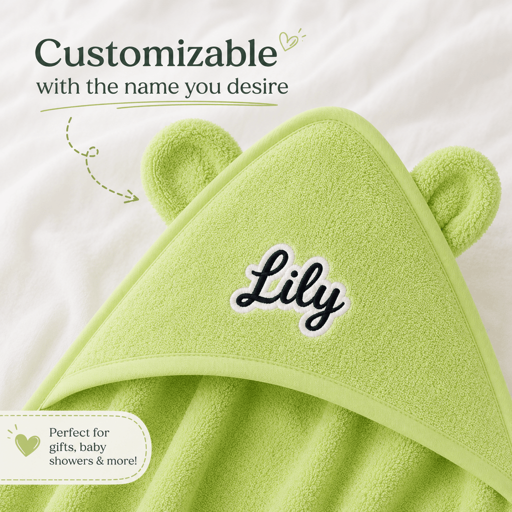 Custom Baby Hooded Towel | Personalized Embroidered Name Kids Bath Towel | Baby Shower Gift | Bear Ears Towel custom personalized gift - AURIA CUSTOM PRINTS
