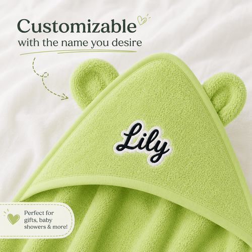 Custom Baby Hooded Towel | Personalized Embroidered Name Kids Bath Towel | Baby Shower Gift | Bear Ears Towel custom personalized gift - AURIA CUSTOM PRINTS
