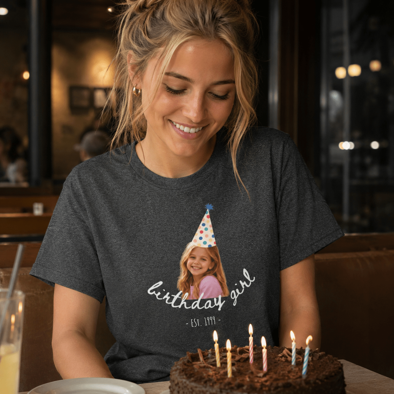 Custom Birthday Girl Shirt | Personalized Photo Tee and Est. year with Party Hat, Funny Birthday Gift for Women custom personalized gift - AURIA CUSTOM PRINTS