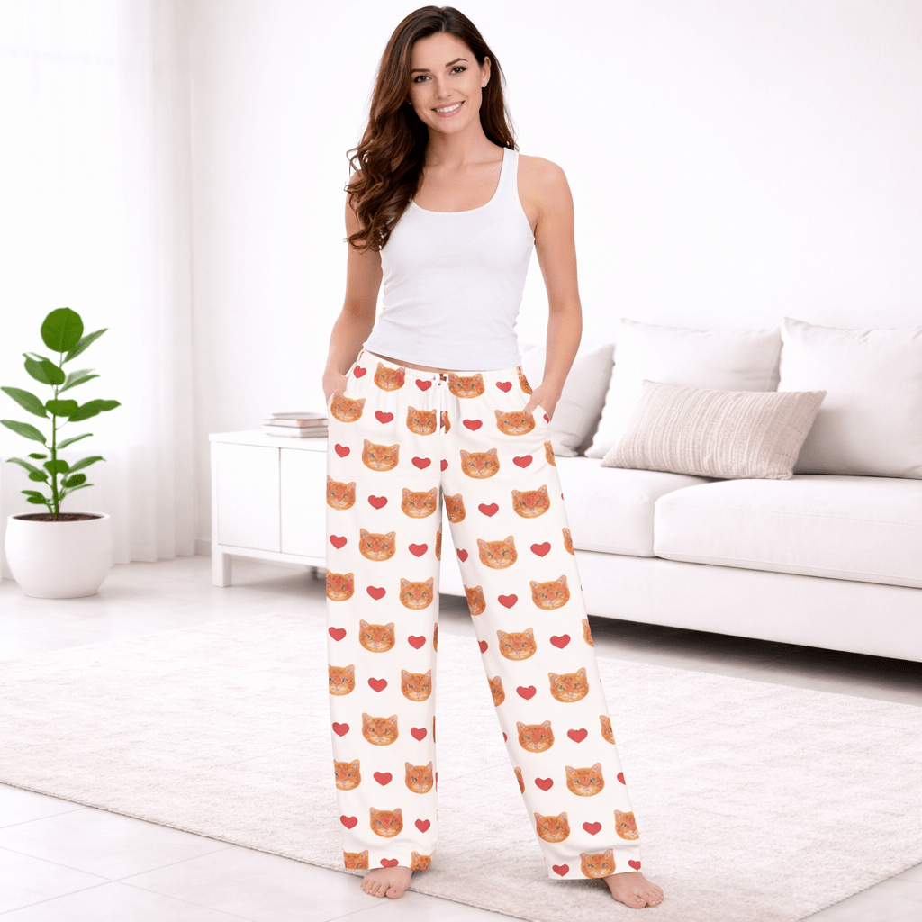 Custom Cat Face Pajama Pants – Personalized Cat Lover Gift custom personalized gift - AURIA CUSTOM PRINTS
