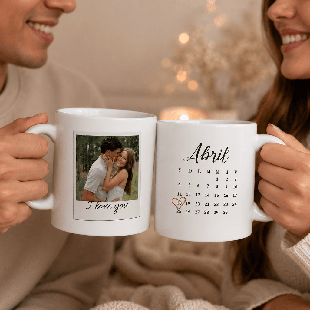 Custom Couple Photo Mug – Personalized Polaroid Style Mug with Anniversary Date, Gift for Couples custom personalized gift - AURIA CUSTOM PRINTS