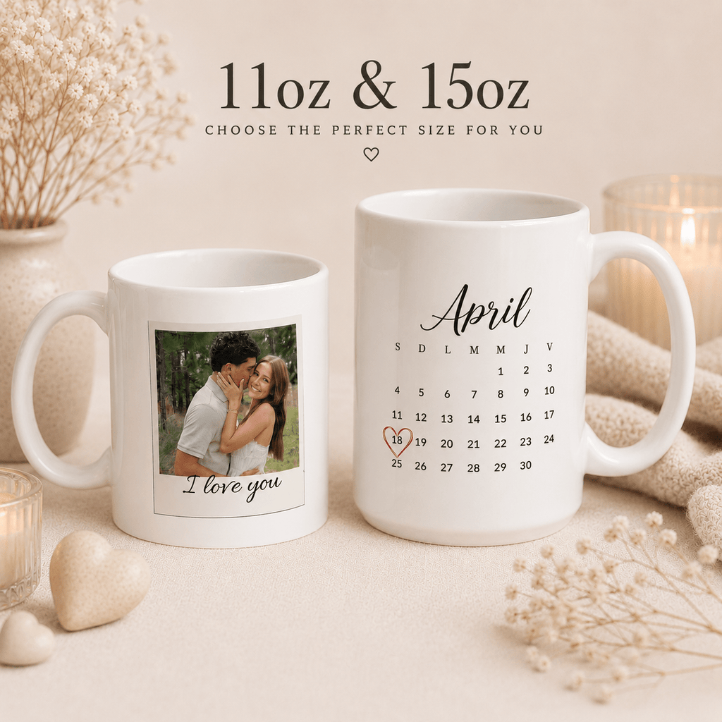 Custom Couple Photo Mug – Personalized Polaroid Style Mug with Anniversary Date, Gift for Couples custom personalized gift - AURIA CUSTOM PRINTS