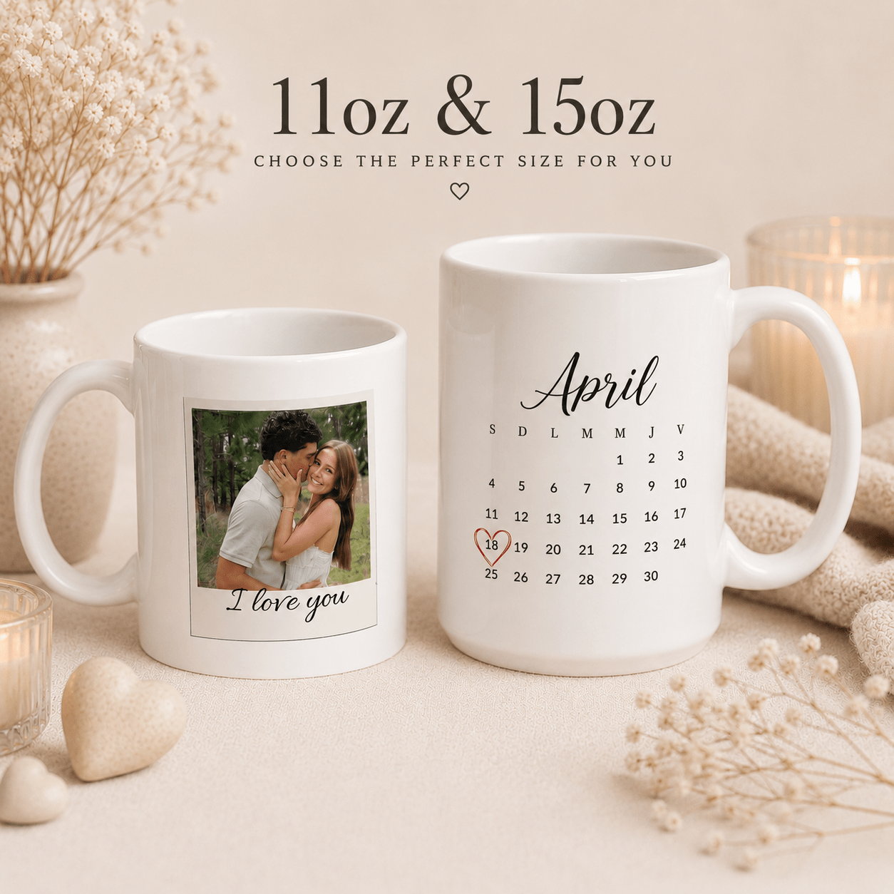 Custom Couple Photo Mug – Personalized Polaroid Style Mug with Anniversary Date, Gift for Couples custom personalized gift - AURIA CUSTOM PRINTS