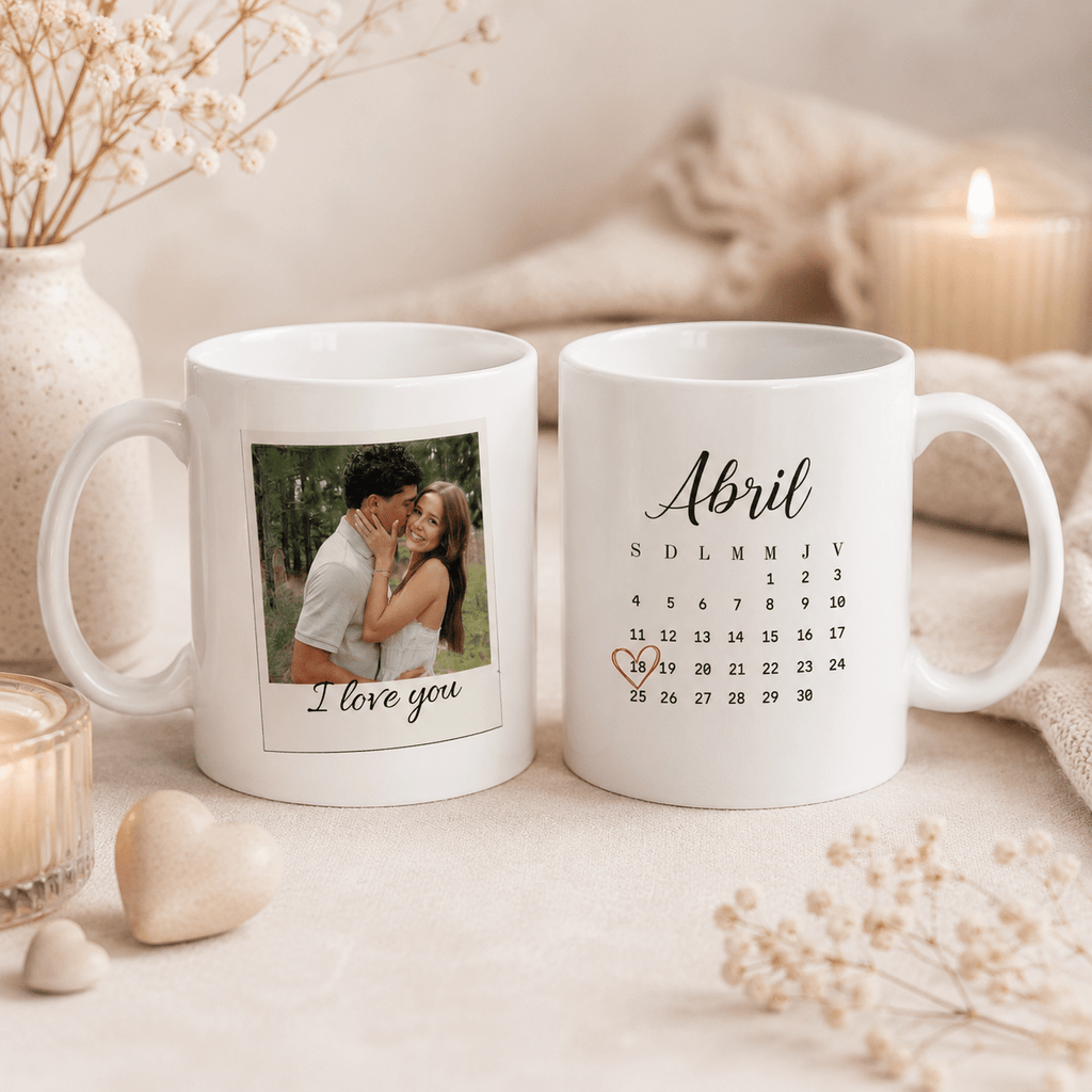 Custom Couple Photo Mug – Personalized Polaroid Style Mug with Anniversary Date, Gift for Couples custom personalized gift - AURIA CUSTOM PRINTS