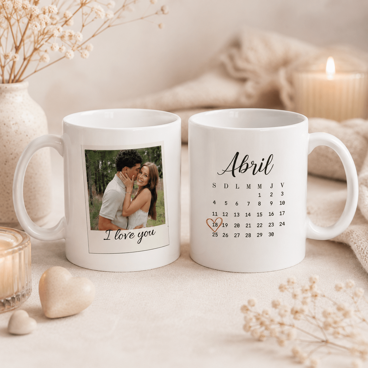 Custom Couple Photo Mug – Personalized Polaroid Style Mug with Anniversary Date, Gift for Couples custom personalized gift - AURIA CUSTOM PRINTS