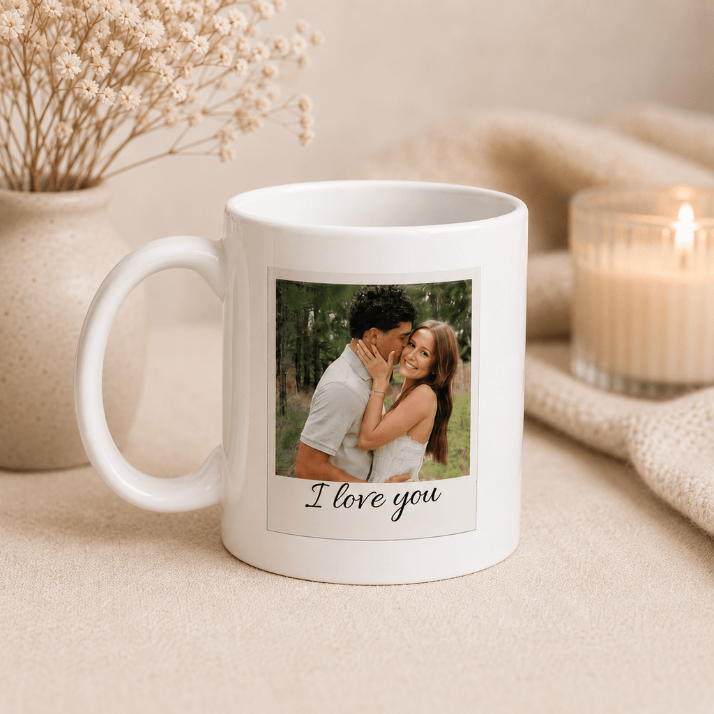 Custom Couple Photo Mug – Personalized Polaroid Style Mug with Anniversary Date, Gift for Couples custom personalized gift - AURIA CUSTOM PRINTS