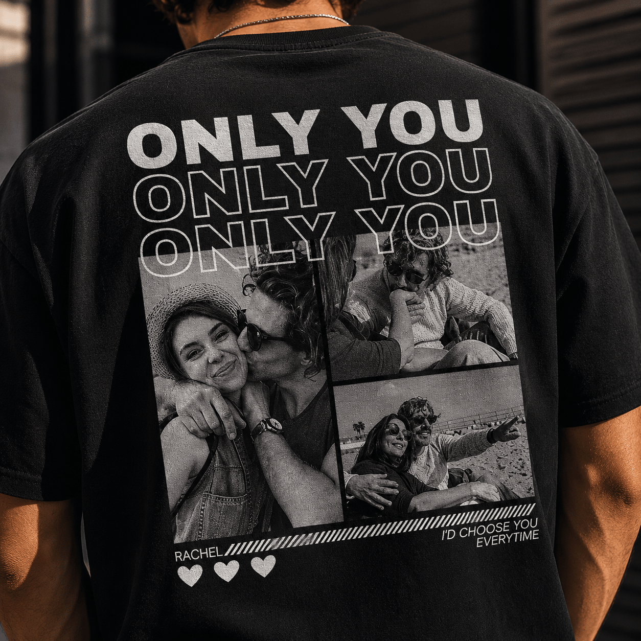 Custom Couple Photo Shirt | Personalized Only You Back Print Tee | Boyfriend Girlfriend Gift | Black Navy S-3XL custom personalized gift - AURIA CUSTOM PRINTS