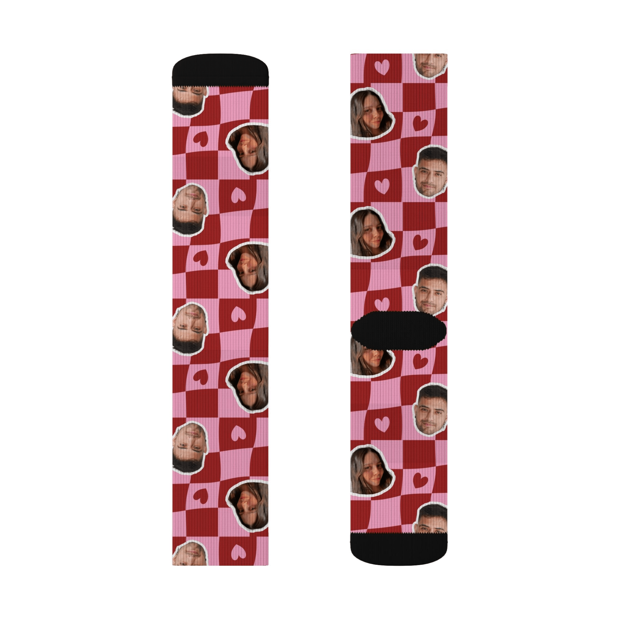 Custom Couple Photo Socks | Personalized Face Checkered Socks | Funny Valentine Gift | Couple Gift custom personalized gift - AURIA CUSTOM PRINTS