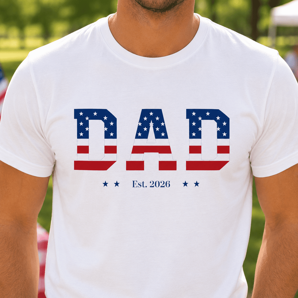Custom Dad 4th of July Shirt | Personalized Est Year Tee | Patriotic Dad Gift | Americana Dad Shirt S-2XL custom personalized gift - AURIA CUSTOM PRINTS