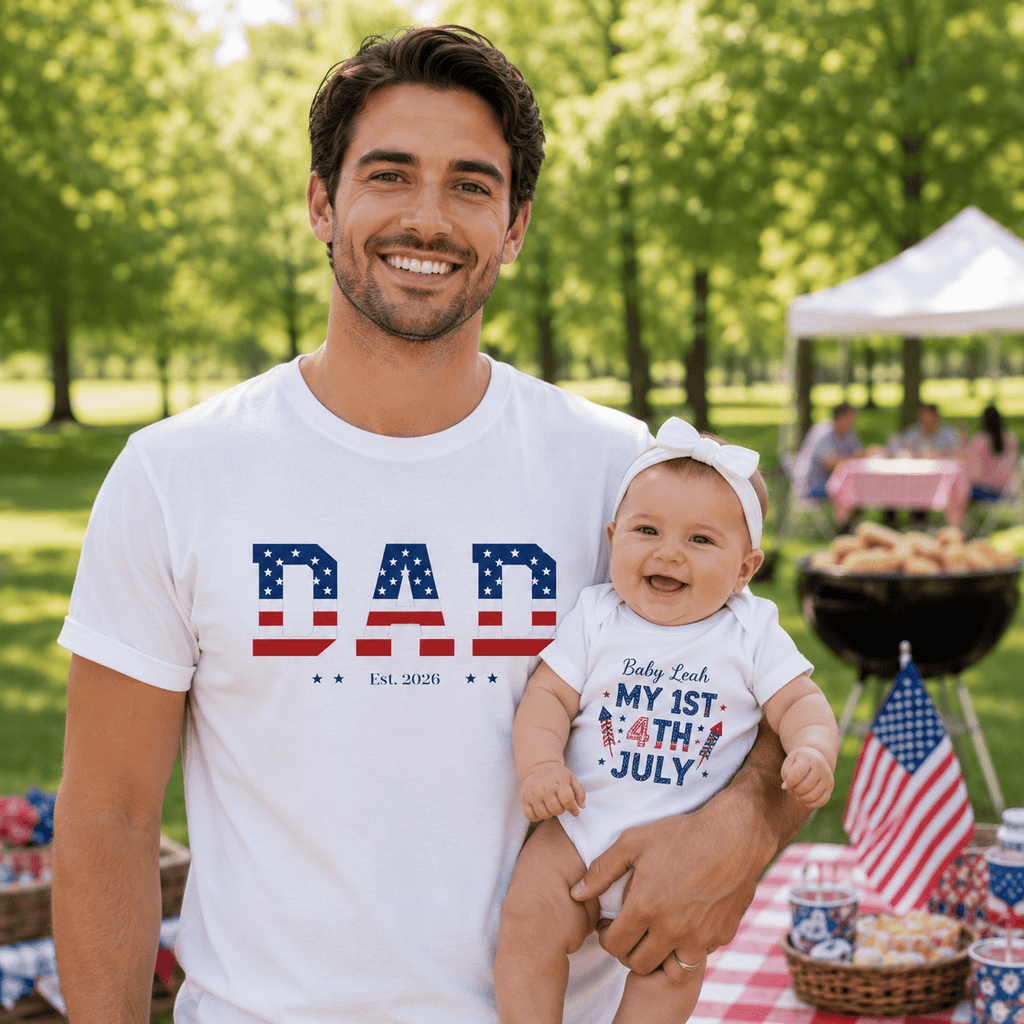 Custom Dad 4th of July Shirt | Personalized Est Year Tee | Patriotic Dad Gift | Americana Dad Shirt S-2XL custom personalized gift - AURIA CUSTOM PRINTS