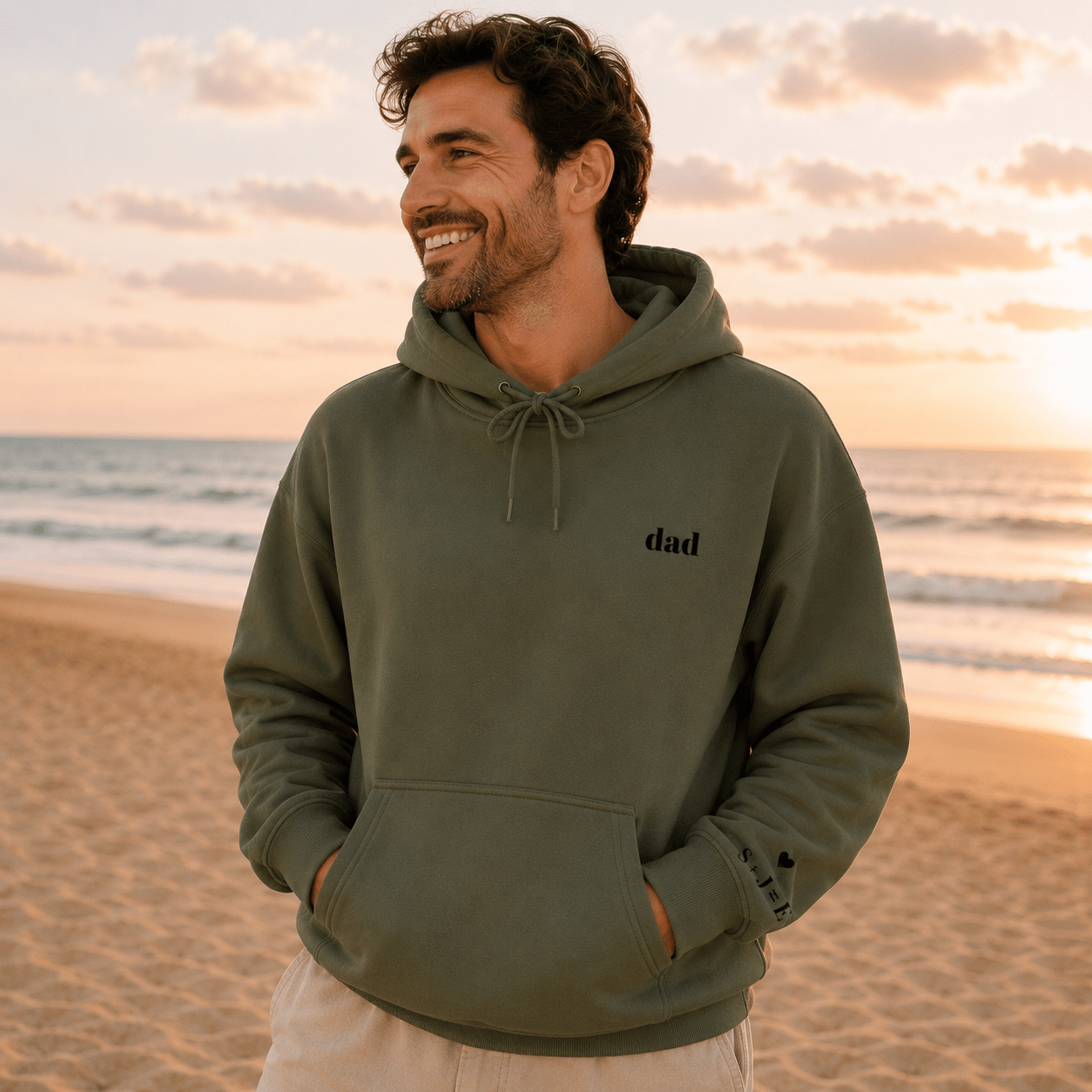 Custom Dad Hoodie | Personalized Embroidered Chest & Sleeve | Matching Dad Mini Set | Dad Gift S-3XL custom personalized gift - AURIA CUSTOM PRINTS