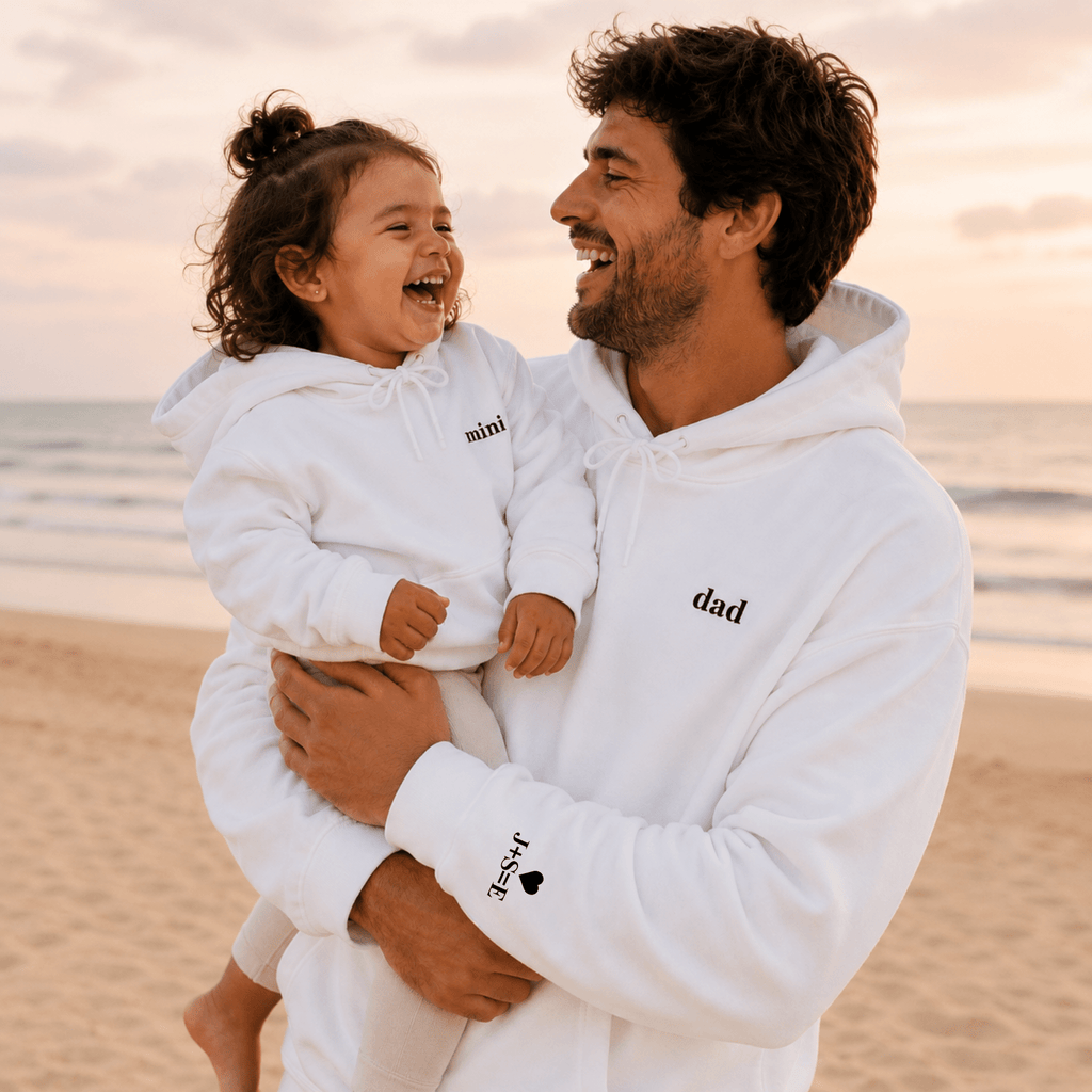 Custom Dad Hoodie | Personalized Embroidered Chest & Sleeve | Matching Dad Mini Set | Dad Gift S-3XL custom personalized gift - AURIA CUSTOM PRINTS