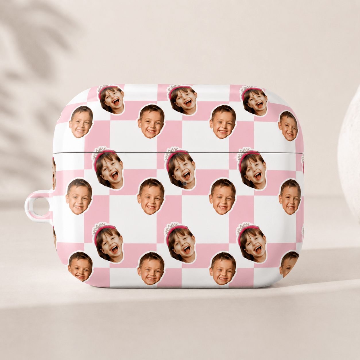 Custom Kids Face AirPods Case | Personalized Children Photo Checkered Cover | Dad Mom Gift | All AirPods Models custom personalized gift - AURIA CUSTOM PRINTS