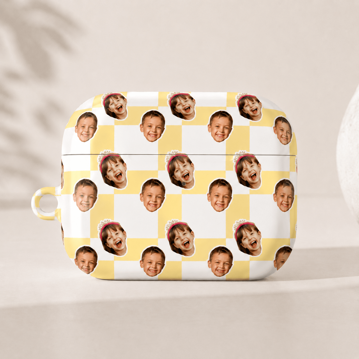 Custom Kids Face AirPods Case | Personalized Children Photo Checkered Cover | Dad Mom Gift | All AirPods Models custom personalized gift - AURIA CUSTOM PRINTS