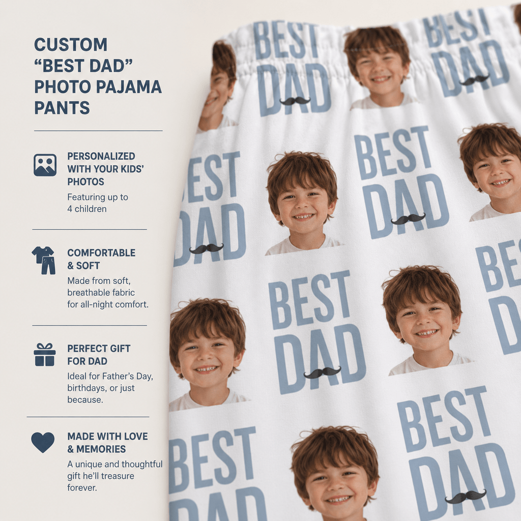 Custom Kids Face Pajama Pants for Dad | Best Dad Personalized Gift custom personalized gift - AURIA CUSTOM PRINTS